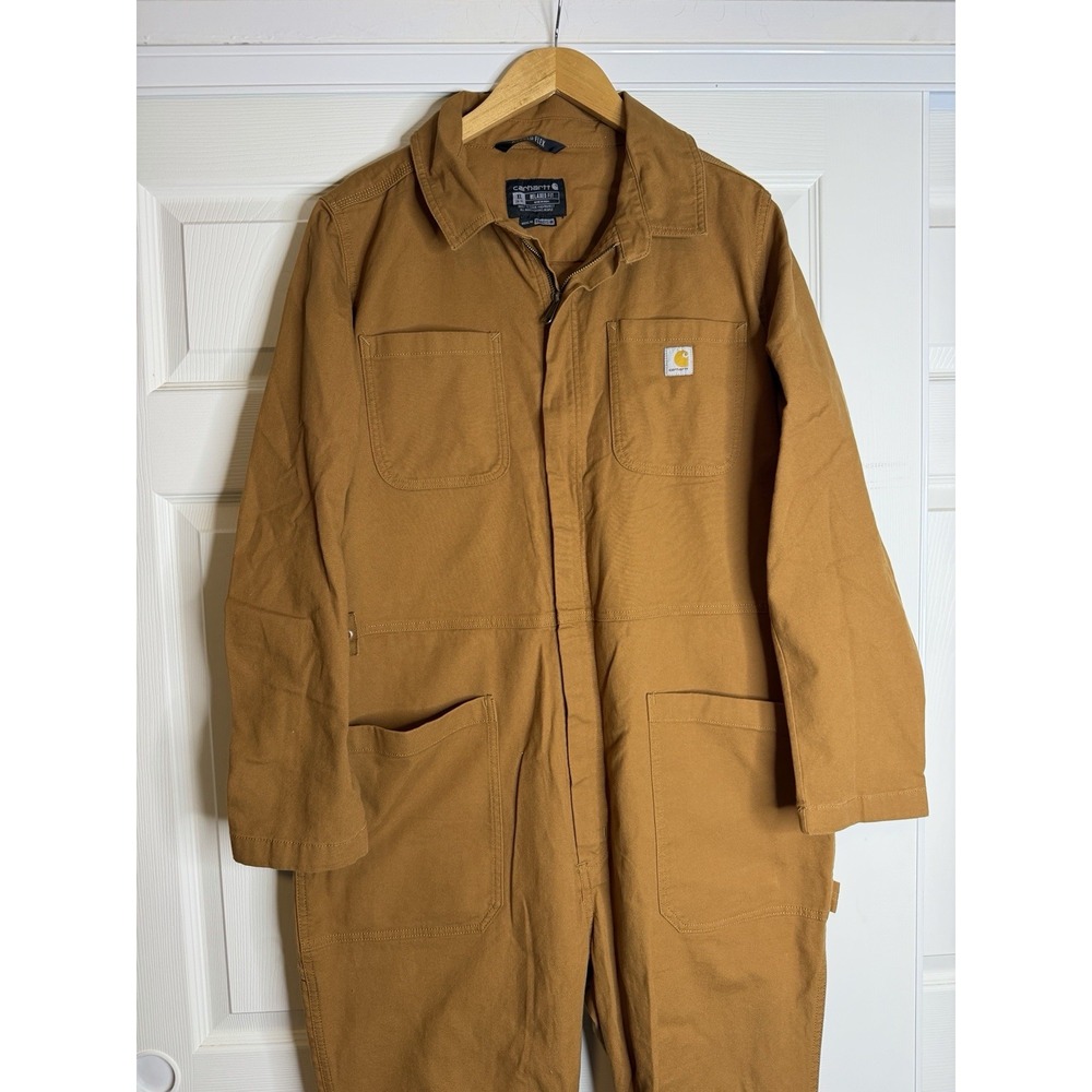 Carhartt Brown Solid Relaxed Fit Coverall Jumpsuit BN6071-W Rugged Flex Canvas - Picture 6 of 9